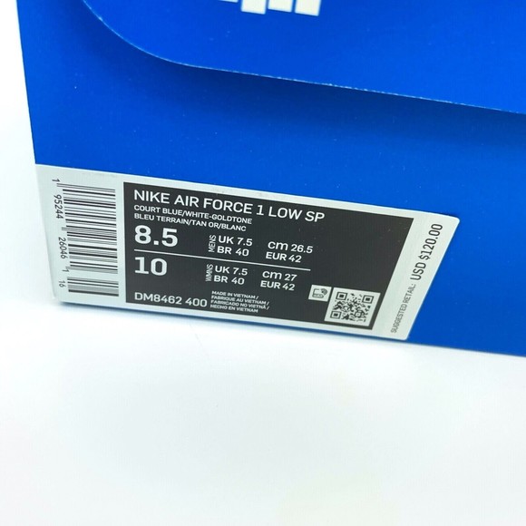 Nike Air Force 1 Low SP Undefeated DM8462-400 Court Blue White Goldtone 8.5 Men - Picture 5 of 6